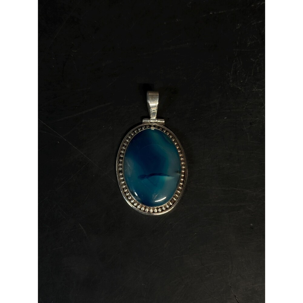 Sterling Silver Blue Agate Statement Pendant